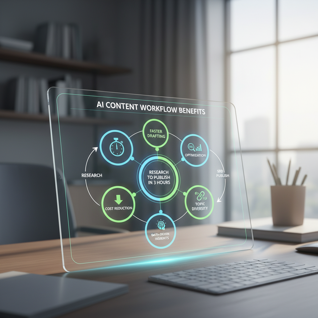 Example of an AI-generated infographic summarizing the benefits of using an AI content workflow.