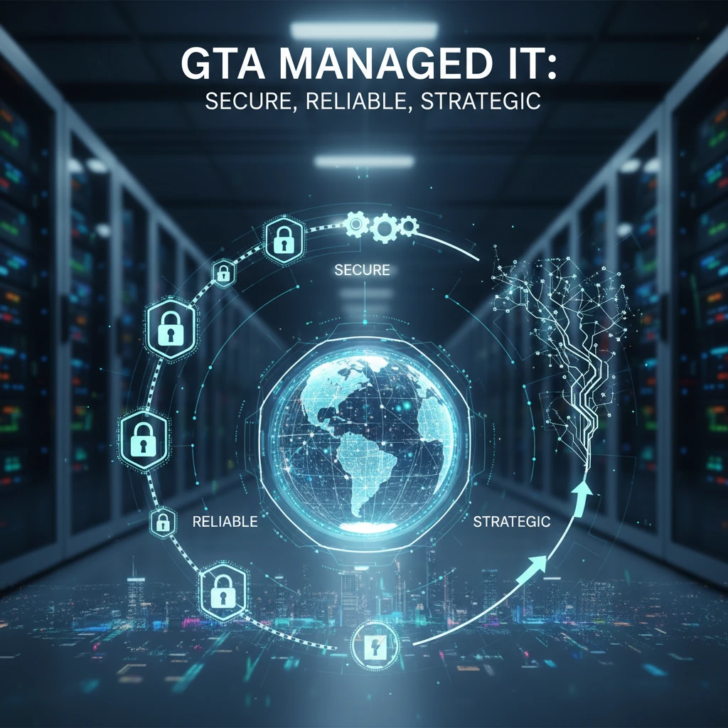 Professional illustration for article about GTA Managed IT: Secure, Reliable, Strategic