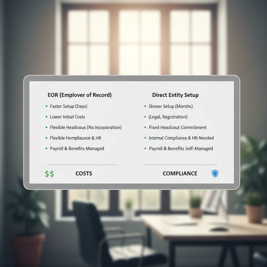 A side-by-side comparison table of EOR vs. Entity Costs