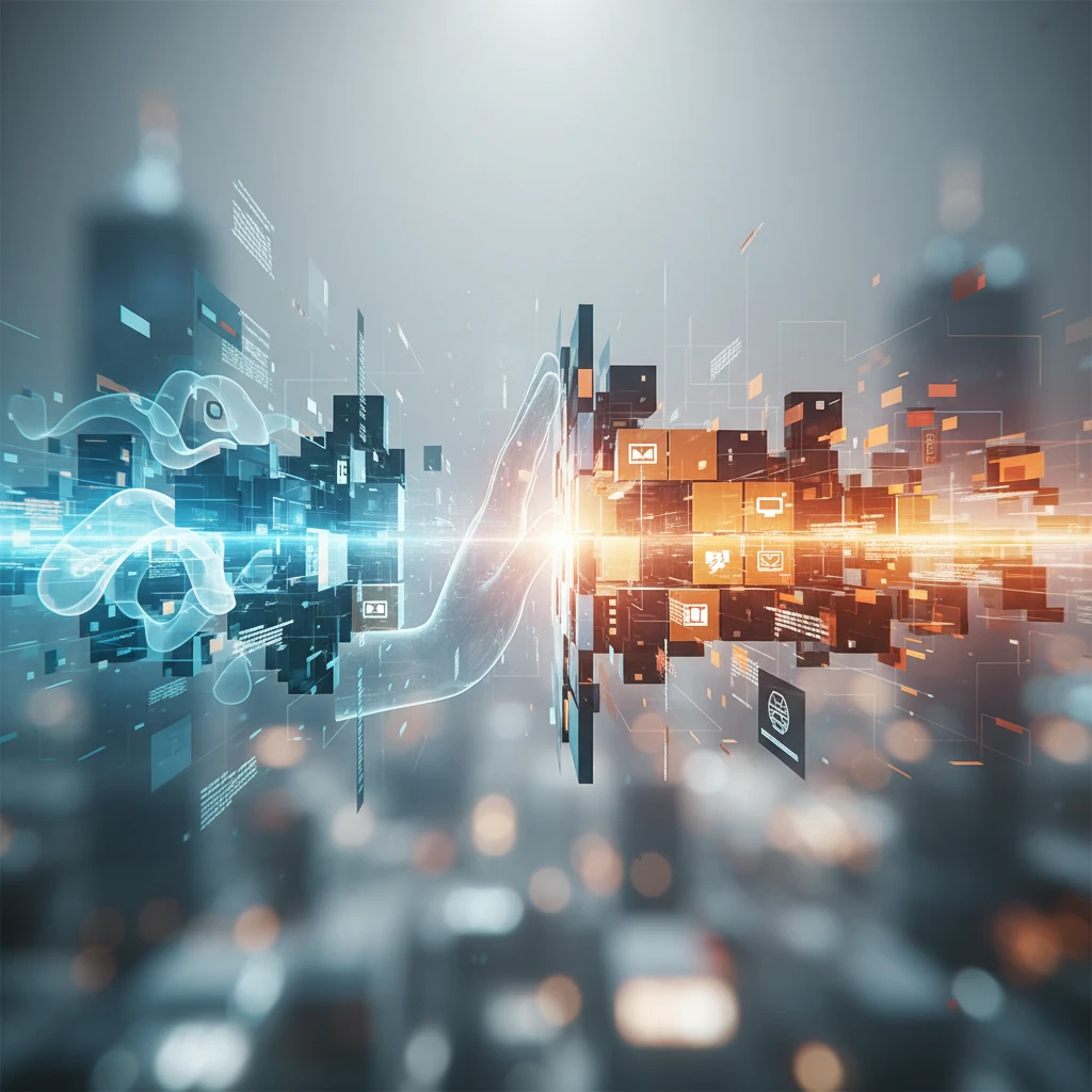 Professional illustration for article about SaaS Development: Blending Ready-Made with Custom