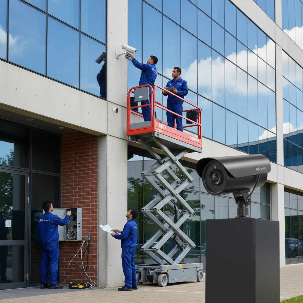 Professional illustration for article about Business Security Cameras: Expert Installation
