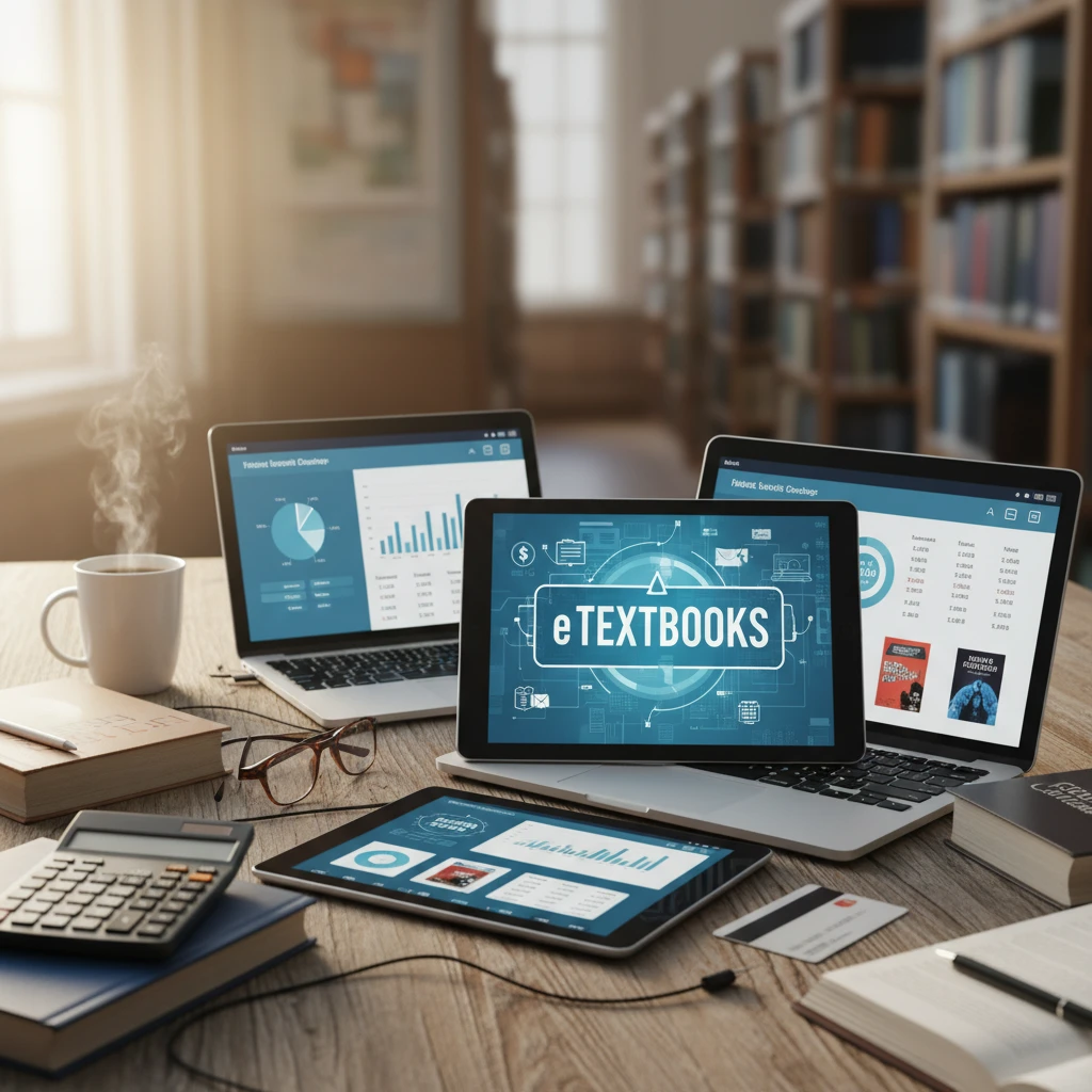 Professional illustration for article about College eTextbooks: The Ultimate Legal Price Guide