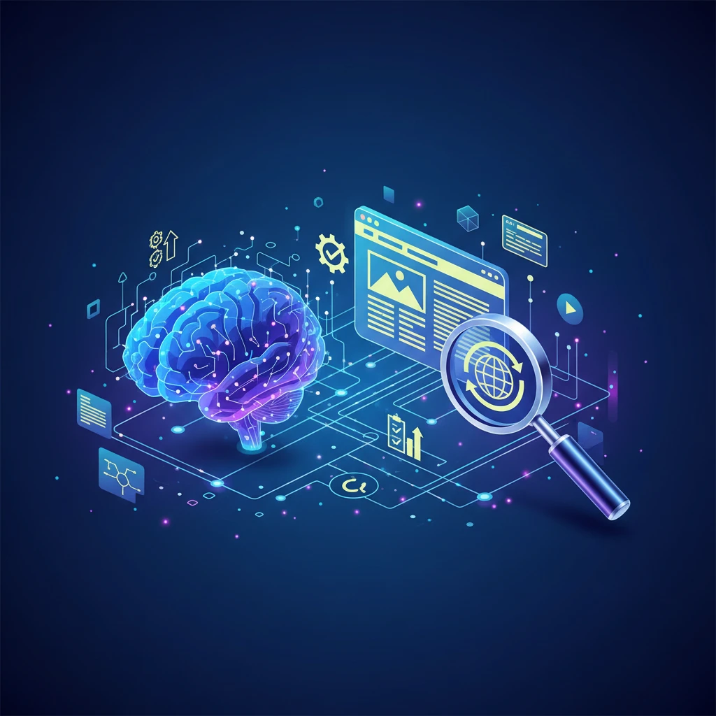 Professional illustration for article about AI Content: Website Redesign SEO Checklist