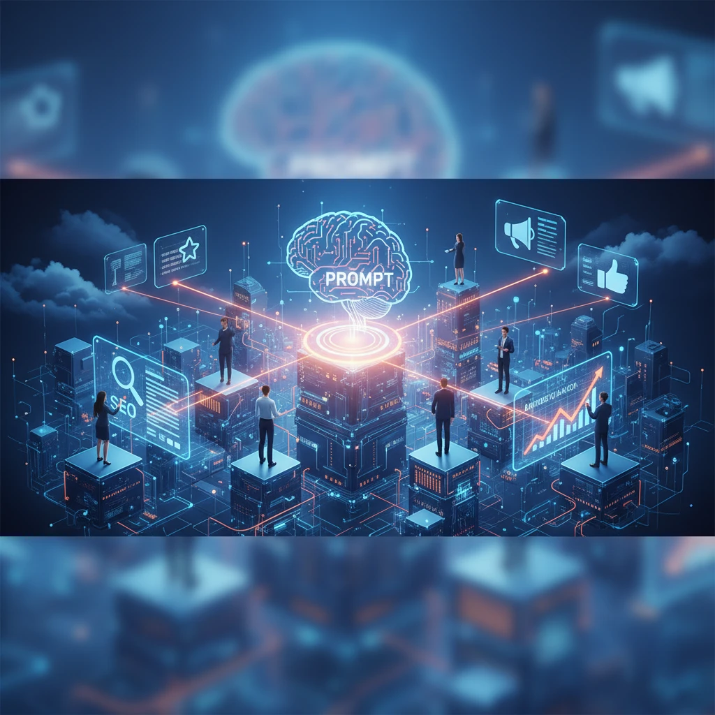 Professional illustration for article about Prompt Engineering: The Future of AI Marketing