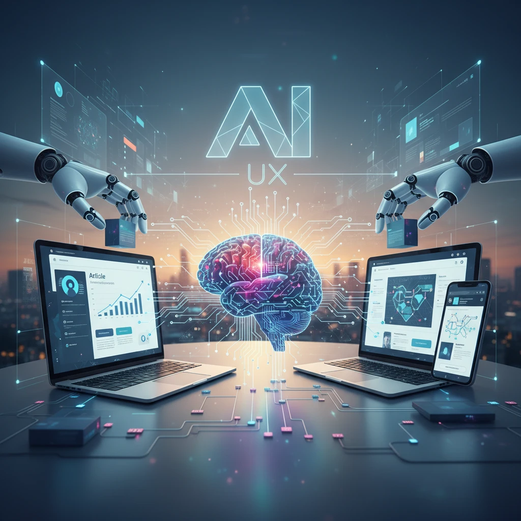 Professional illustration for article about Content Automation: Drive Conversions with AI-Powered UX