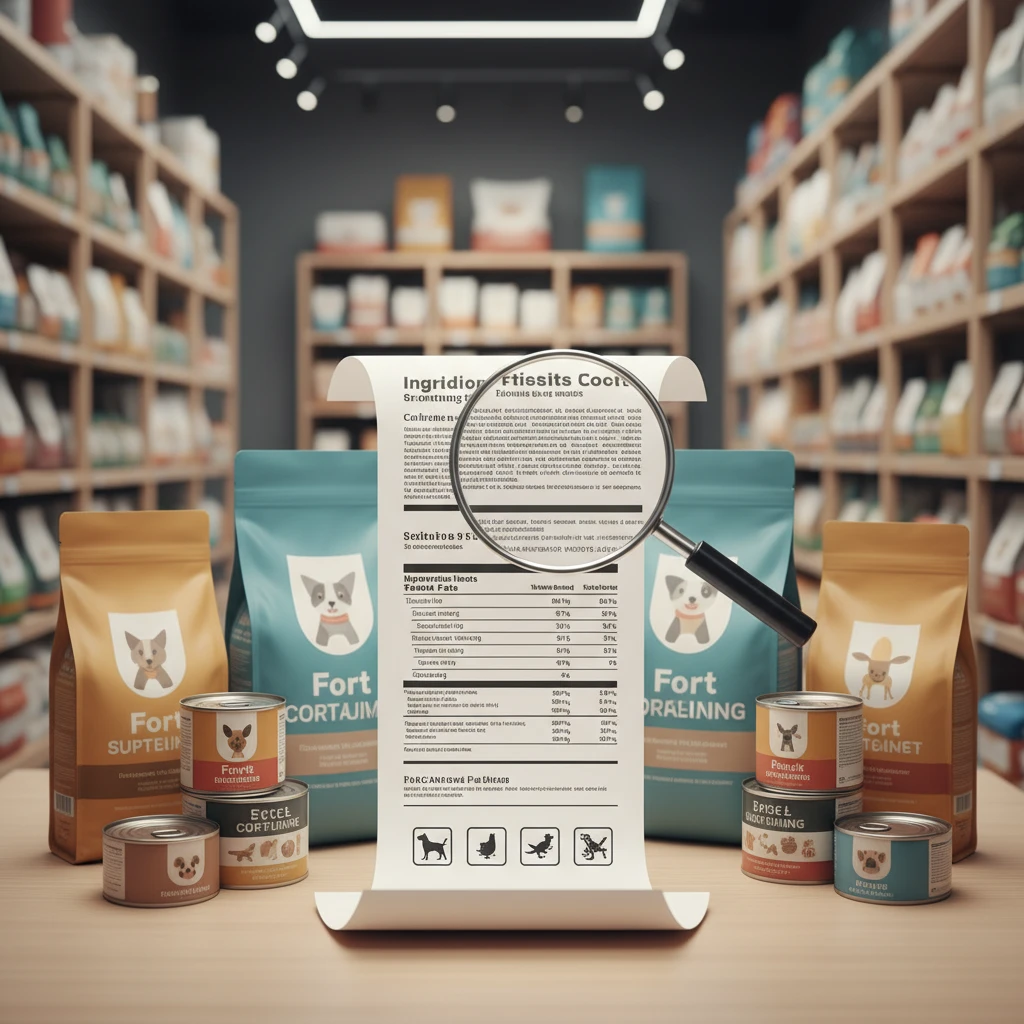 Professional illustration for article about Pet Food Labels Decoded: What You Need to Know