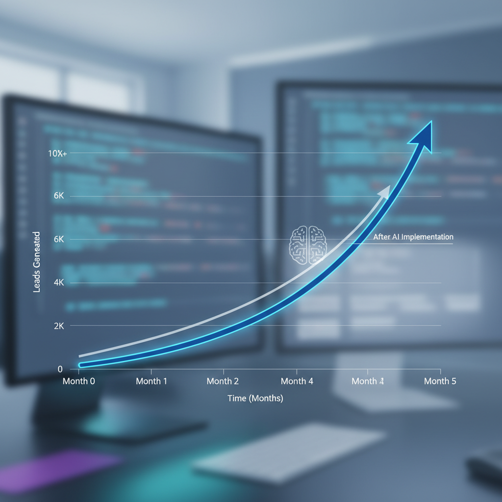 Graph showing upward trend in lead generation after AI implementation.