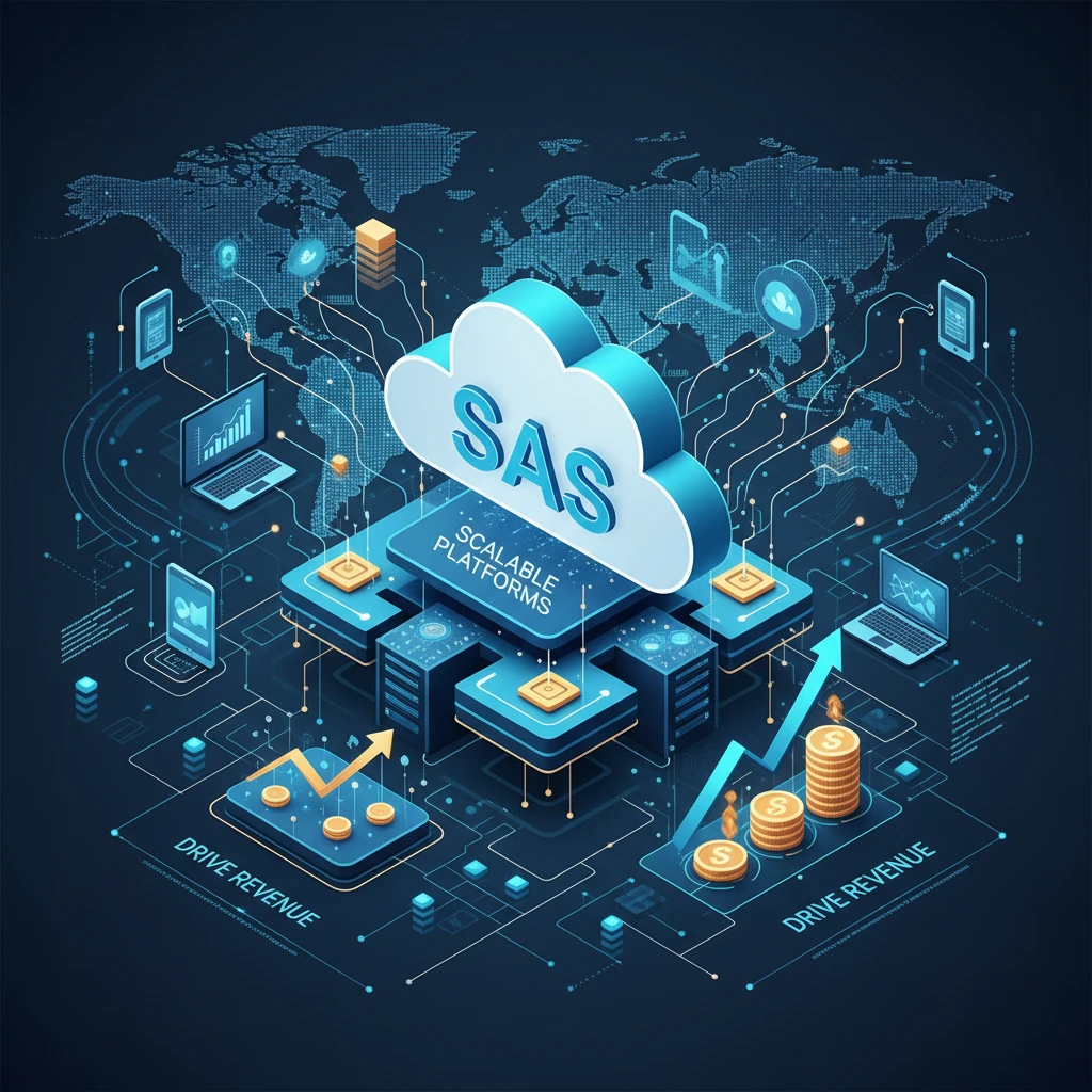 Professional illustration for article about SaaS Development: Build Scalable Platforms, Drive Revenue