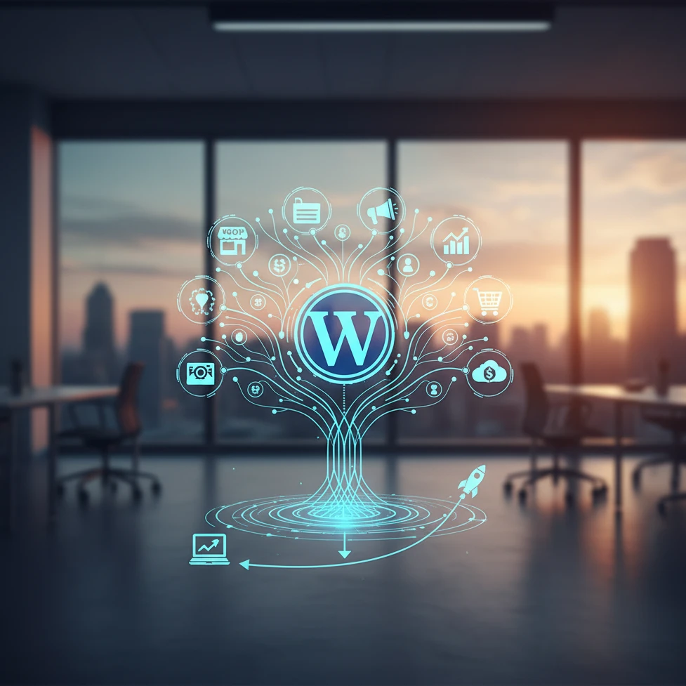 Professional illustration for article about WordPress Web Design That Drives Small Business Growth