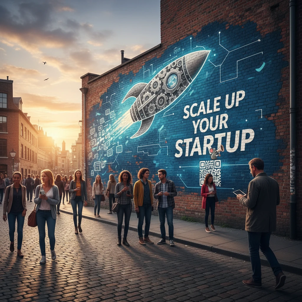 An example of guerrilla marketing using street art to promote a product or service.