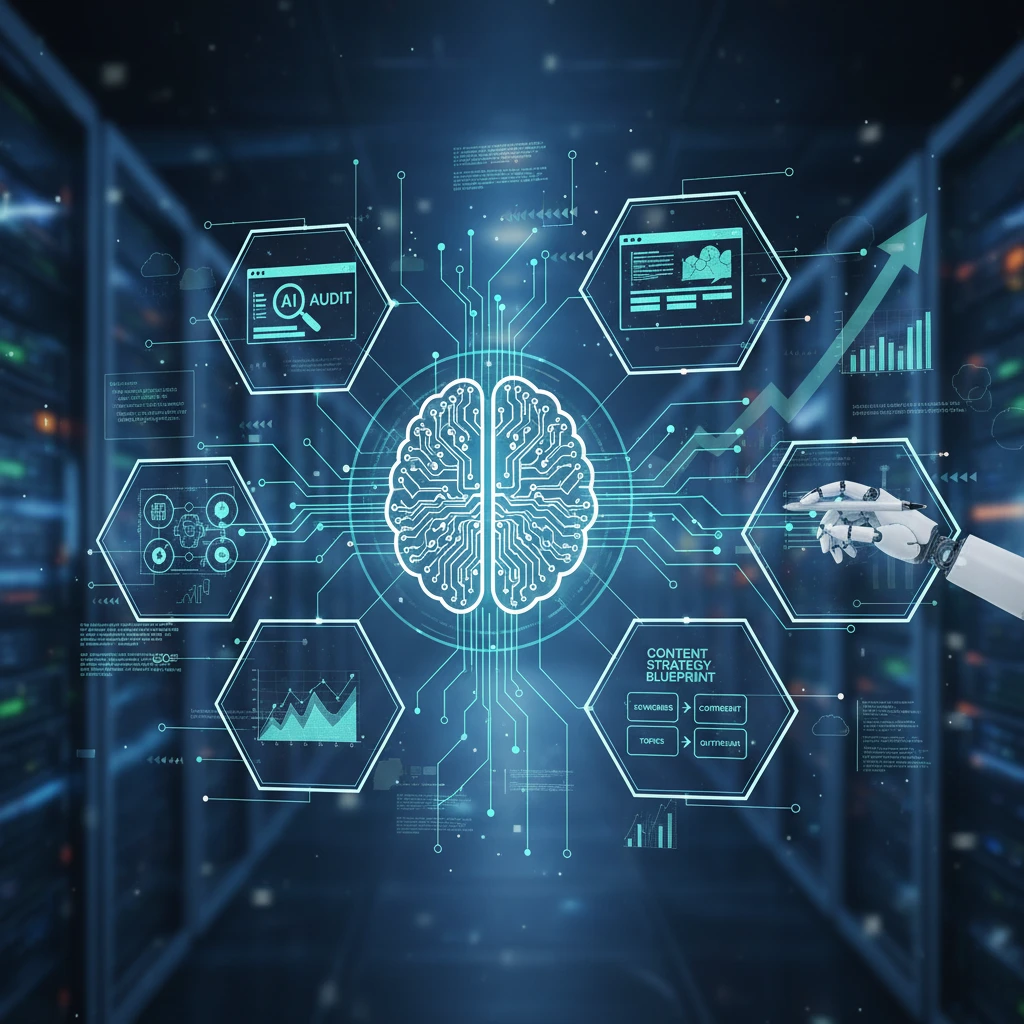 Professional illustration for article about Actionable SEO: AI Website Audit & Content Strategy Blueprint