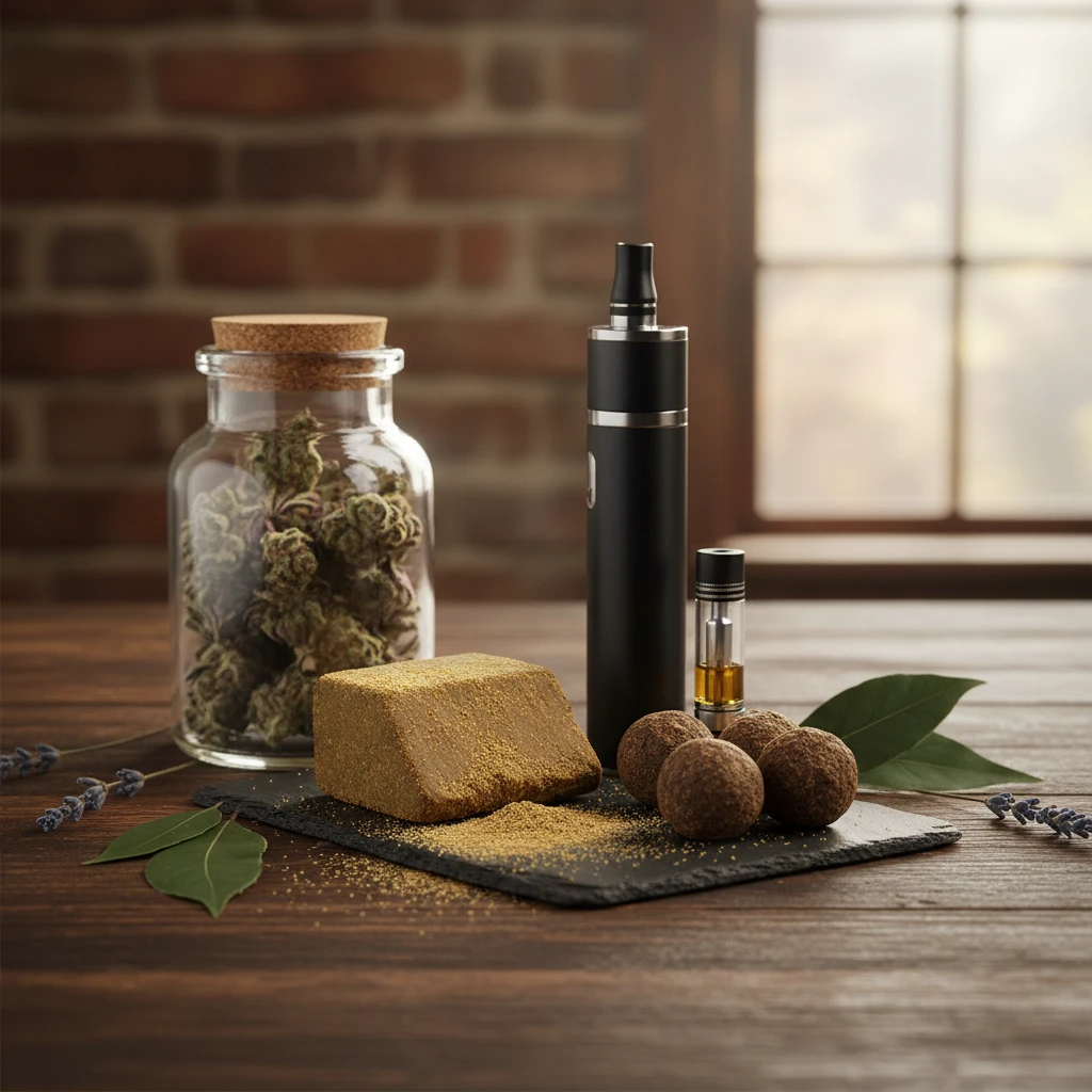 Professional illustration for article about Hashish UK: Exploring Quality & Benefits of Elevated Herbals