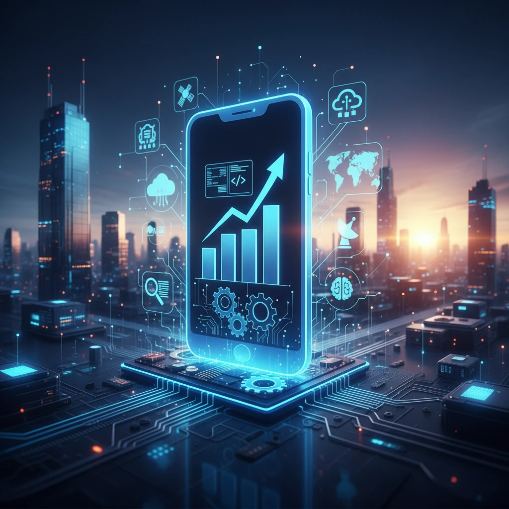 Professional illustration for article about Scale Your Startup: Mobile App Development Guide