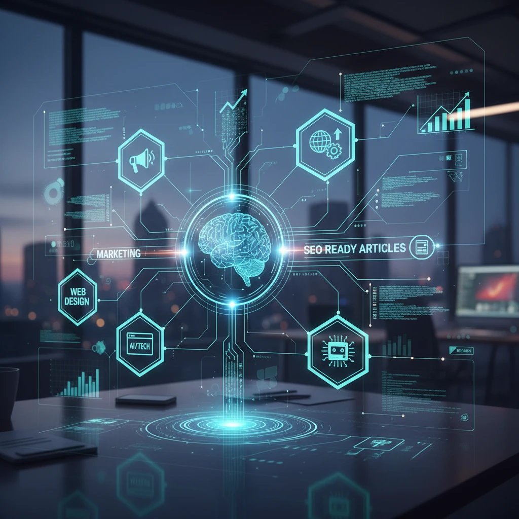 Professional illustration for article about Crafting Content Systems: AI-Powered Growth Guide