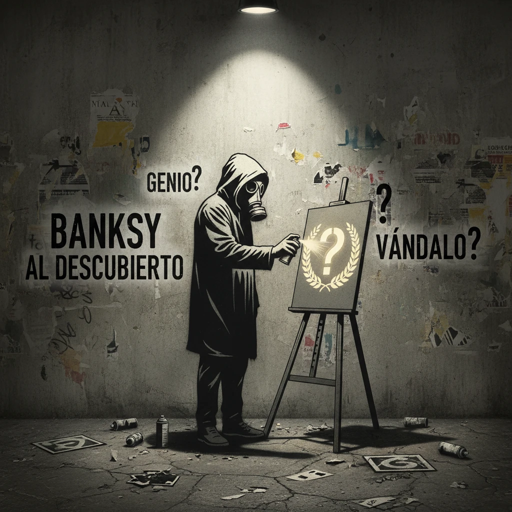 Professional illustration for article about Banksy Uncovered: Genius or Vandal of the 21st Century?