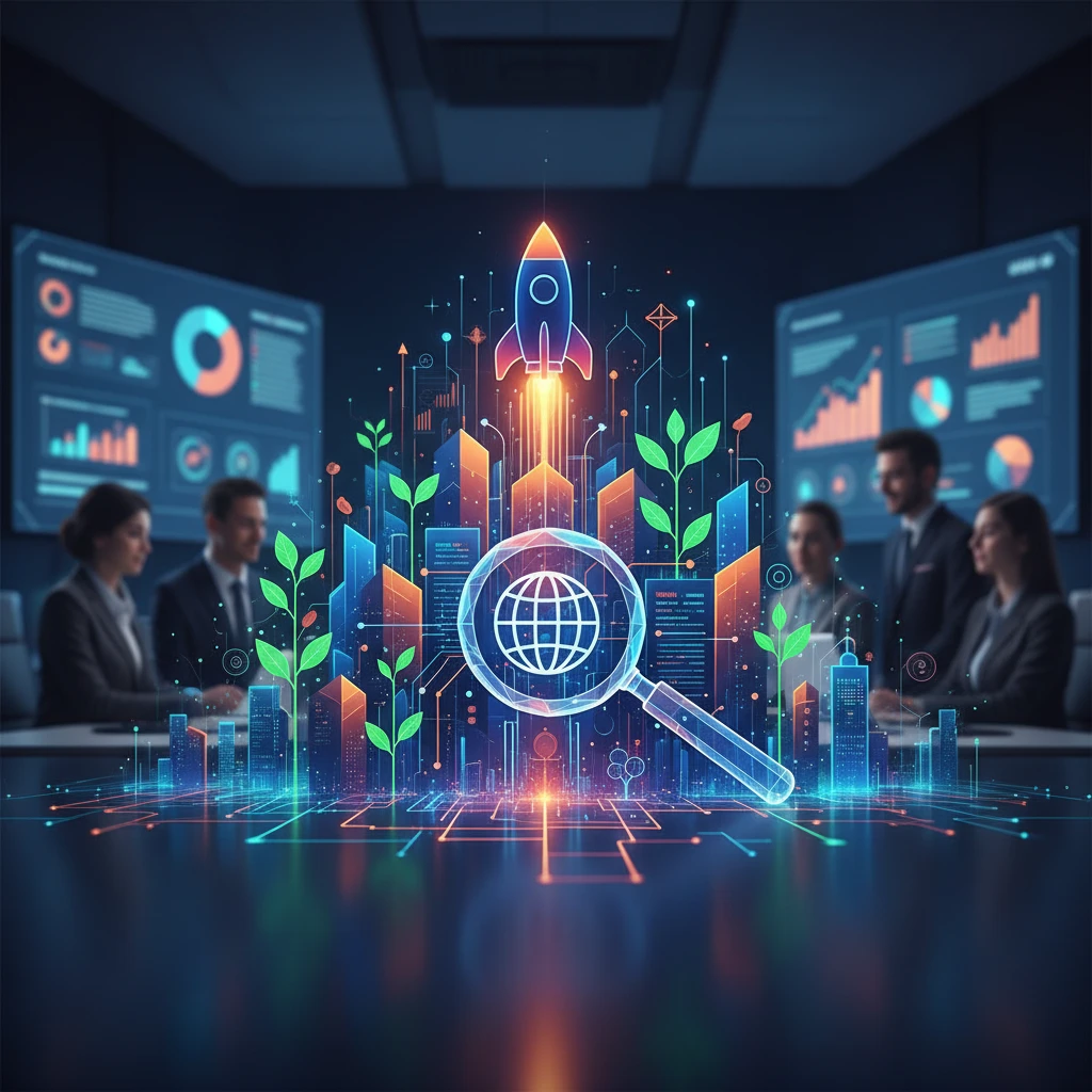 Professional illustration for article about Data-Driven Marketing: Grow Your Startup Online