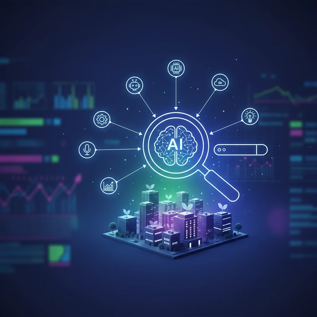 Professional illustration for article about Small Business SEO: 7 AI Tactics for Organic Growth