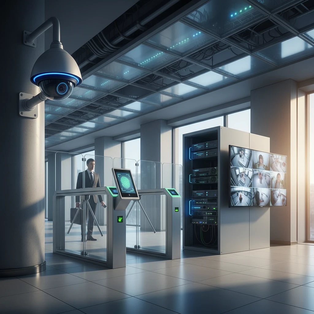 Professional illustration for article about Security Trends: Commercial CCTV & Access Control