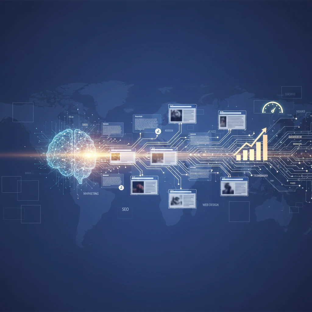 Professional illustration for article about AI-Powered Content: Website Traffic From Scratch