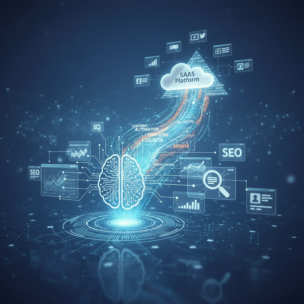 Professional illustration for article about SaaS SEO: Drive Growth With AI-Powered Content