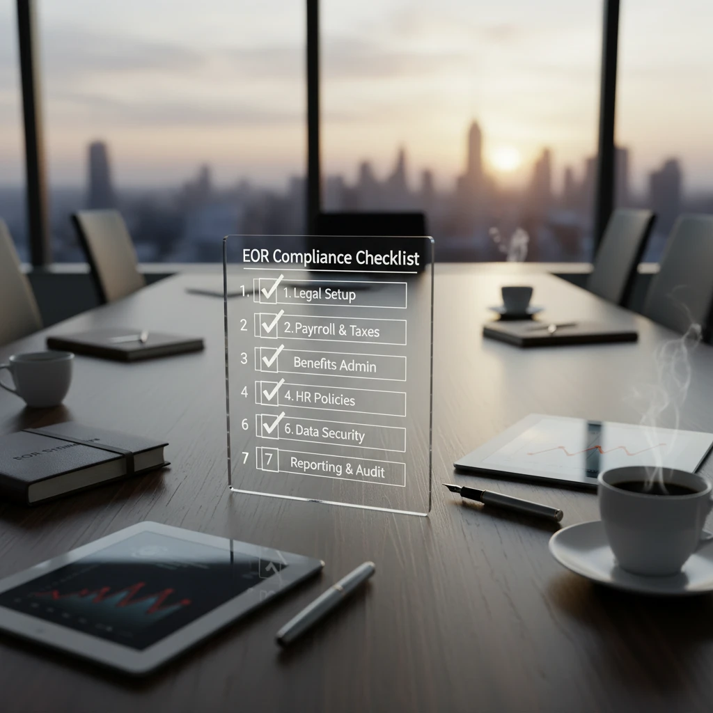 Professional illustration for article about EOR Compliance Checklist: 7 Critical Steps