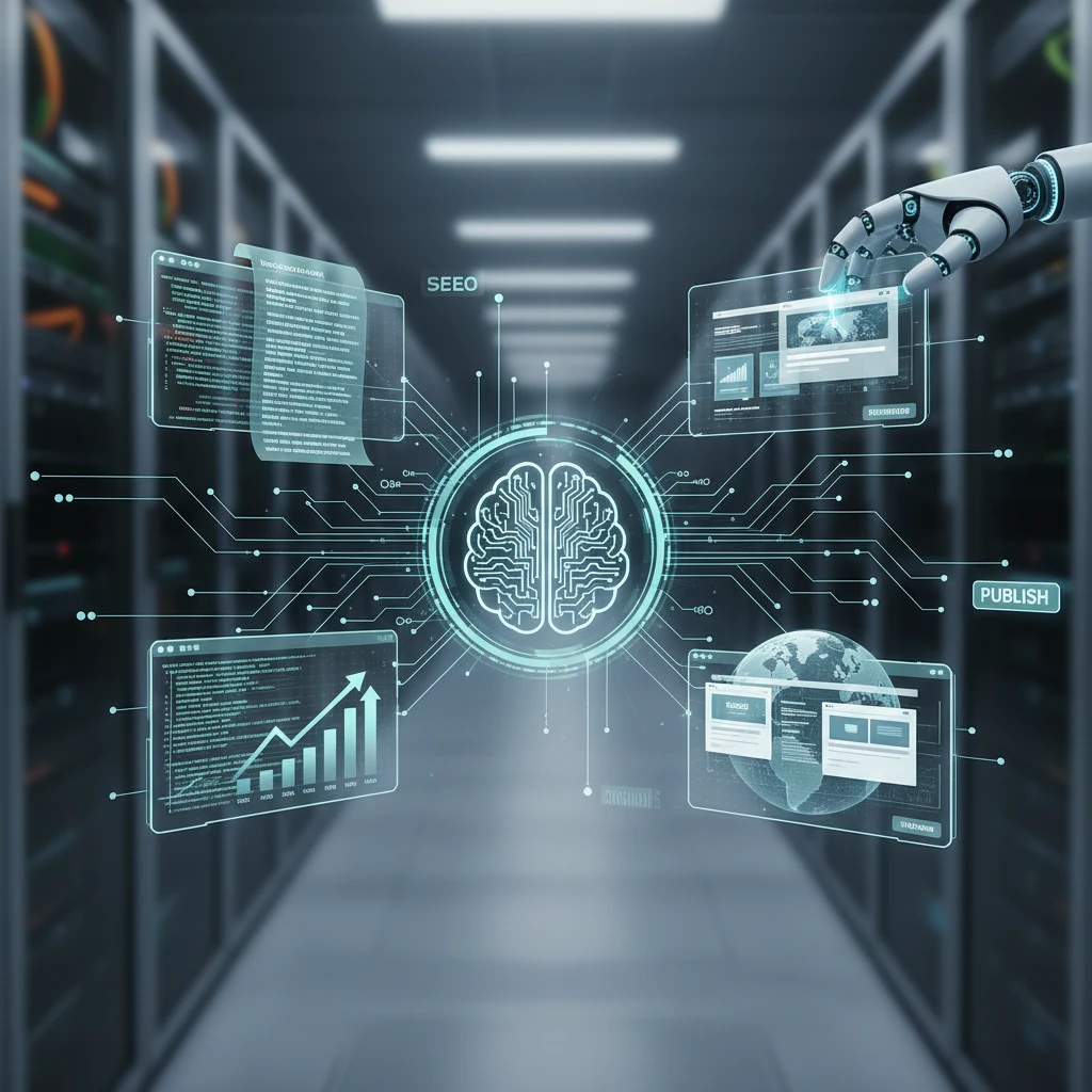 Professional illustration for article about AI Website Content: The SEO Redesign Workflow