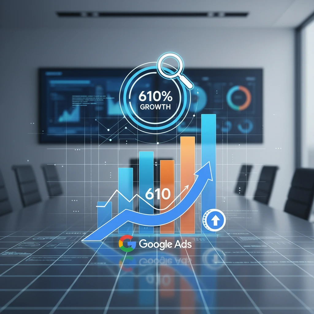 Professional illustration for article about Google Ads ROI: Data-Driven Growth by 610 Digital