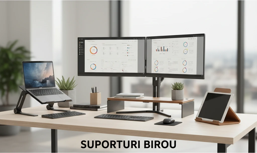 Professional illustration for article about Suporturi Birou: Ghidul Complet pentru Alegerea Corectă